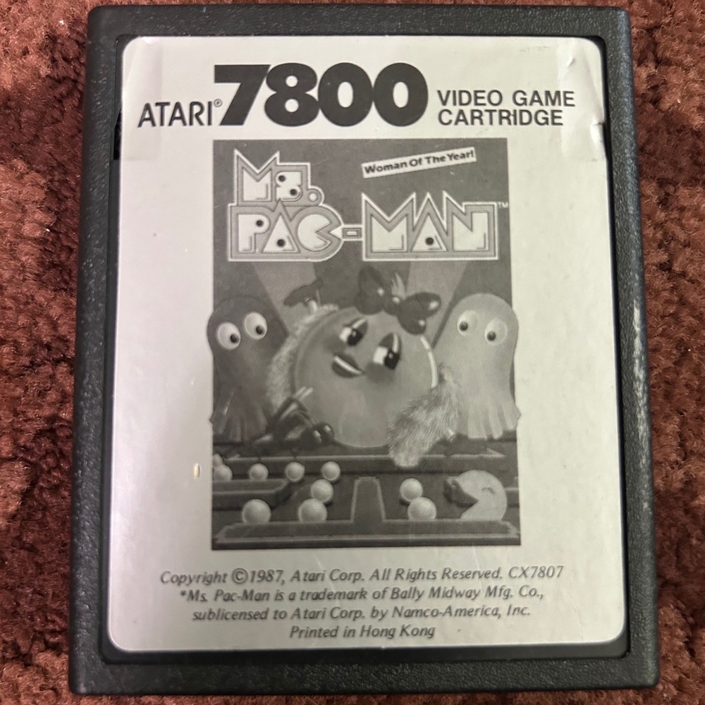 Ms. Pac-Man Atari 7800 Video Game Cartridge CX7807 1987 Vintage Arcade Port